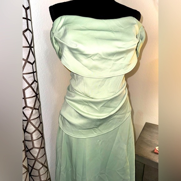 NWT Sage Green Draped Dress with Soft Corset Prom Dress - Picture 2 of 3